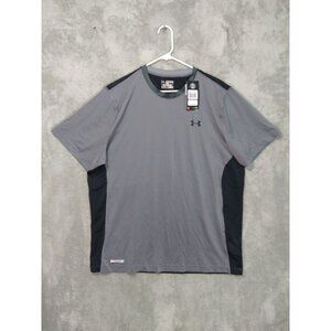 Under Armour Shirt Mens 2XL Gray Fitted Heat Gear Short Sleeve Crew Neck